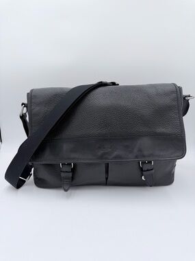 Coach Henry Messenger Bag Black Pebbled Leather Laptop Crossbody Work Bag F54149